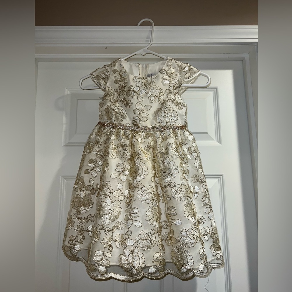 White and gold girls communion dresses by rare editions